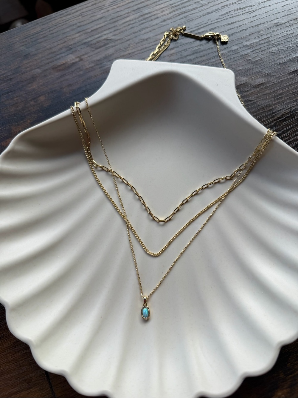 Kendra Scott Mini Elisa Gold Triple Strand Necklace - Picture 3 of 4